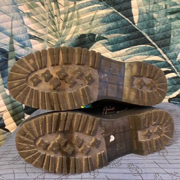 Union Bay black faux leather with rainbow stitching platform combat boots 7.5 - Picture 6 of 7